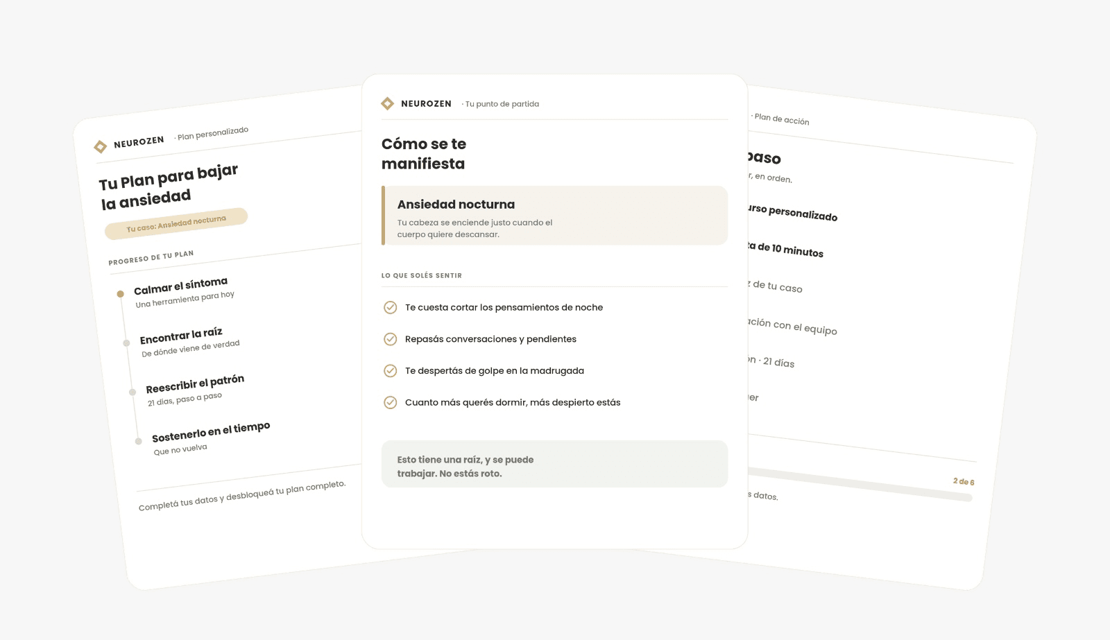 Vista previa de las páginas de un plan personalizado Neurozen